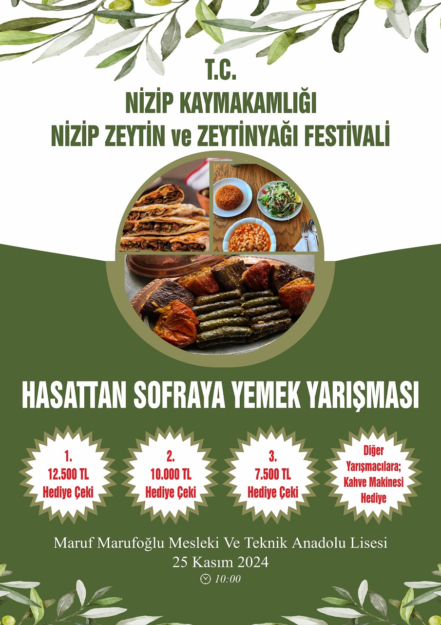 “Hasattan Sofraya” Nizip Zeytini ve Zeytinyağı Yemek Yarışması
